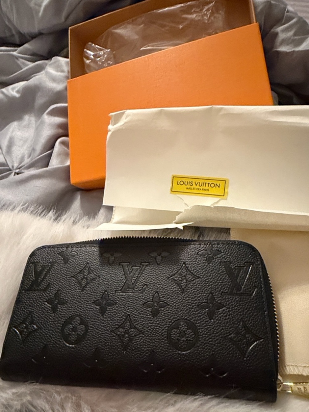 Louis Vuitton Black Embossed Monogram Zip-Around Wallet - Picture 9 of 9